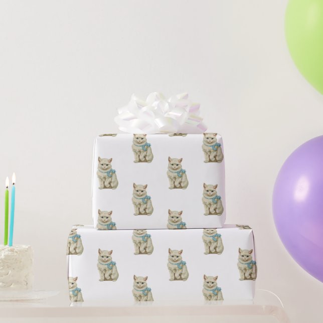 Vintage Cute Kitten Cat Wrapping Paper (Party Gifts)