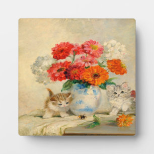 Vintage Cute Kitten Meta Plückebaum's Oil Painting Plaque