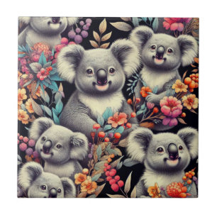 Vintage Cute Koala Painting Ceramic Tile