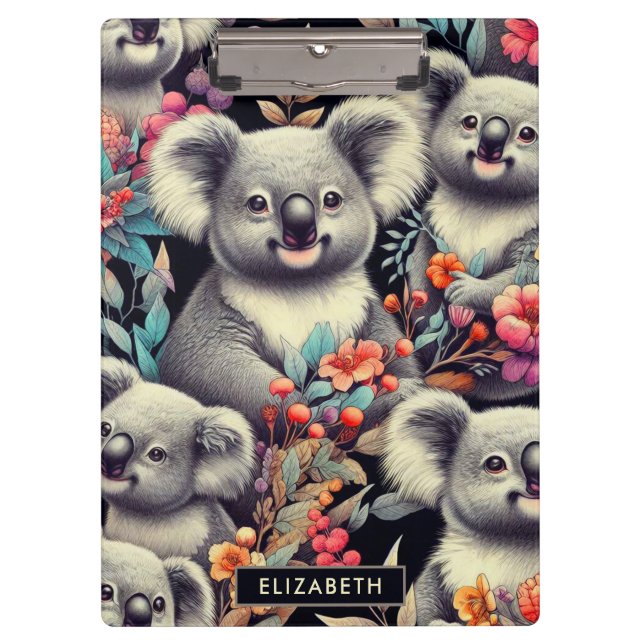 Vintage Cute Koala Painting Clipboard (Front)