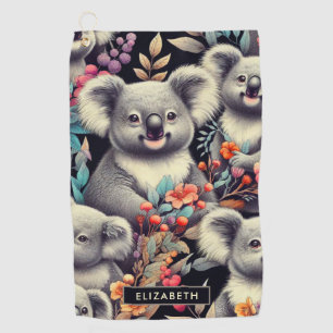 Vintage Cute Koala Painting Golf Towel