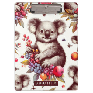 Vintage Cute Koala Painting Seamless Clipboard