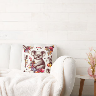 Vintage Cute Koala Painting Seamless Cushion