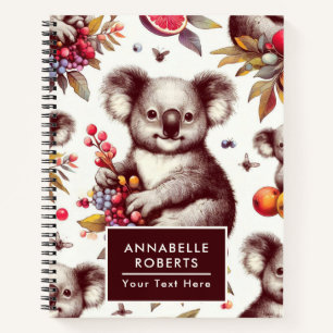 Vintage Cute Koala Painting Seamless Notebook