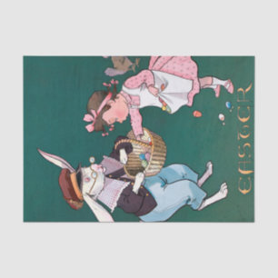 Vintage Cute Little Girl Bunny Rabbit Easter Egg Tissue Paper