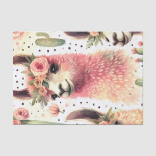 Vintage Cute Llama Watercolor Tissue Paper