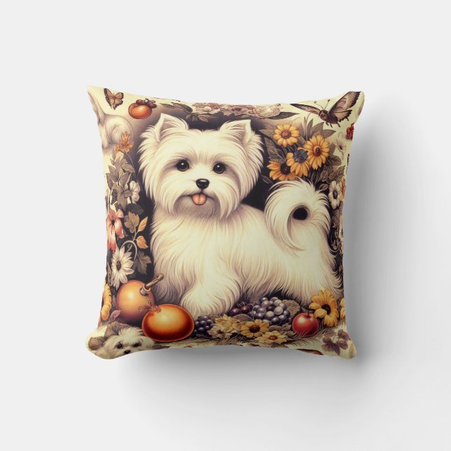 Vintage Cute Maltese Cushion (Front)