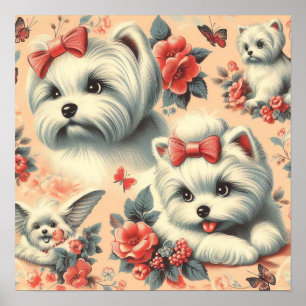 Vintage Cute Maltese Dog Poster