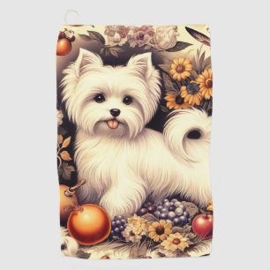 Vintage Cute Maltese Golf Towel