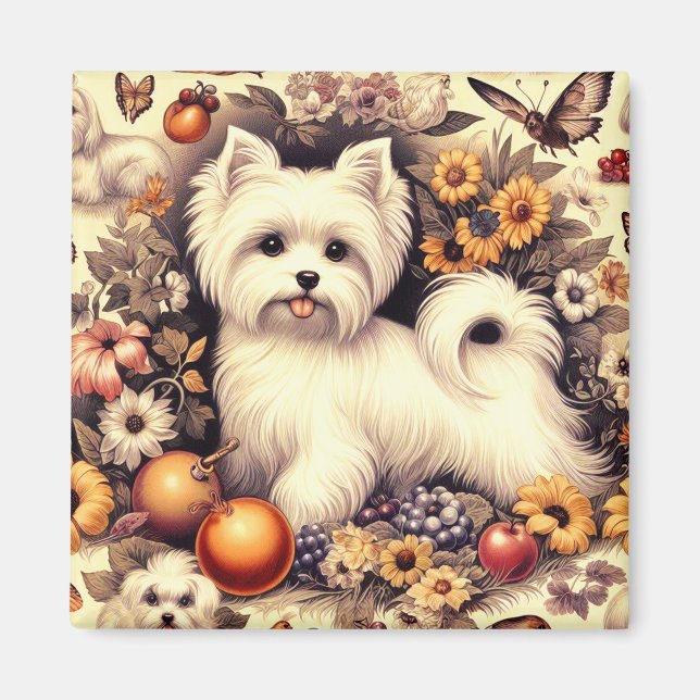 Vintage Cute Maltese Magnet (Front)