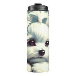 Vintage Cute Maltese Painting Thermal Tumbler
