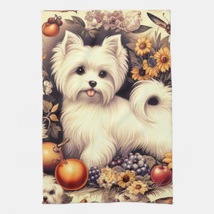 Vintage Cute Maltese Tea Towel