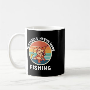 Vintage Cute Monkey The World Needs More Fishing L Coffee Mug
