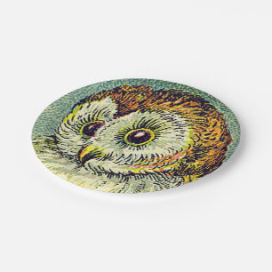 Vintage cute owl illustration paper plate