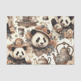 Vintage Cute Panda Seamless Painting Tissue Paper