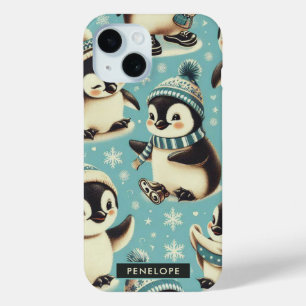 Vintage Cute Penguin Pattern iPhone 15 Case