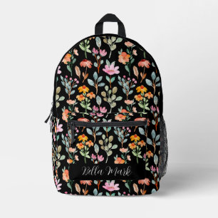 Vintage cute peony floral printed backpack