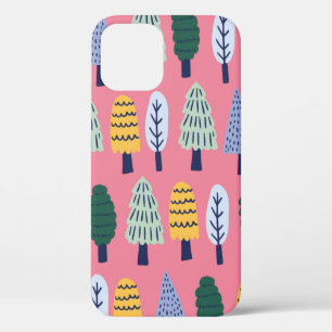 vintage cute pine trees seamless pattern iPhone 12 case