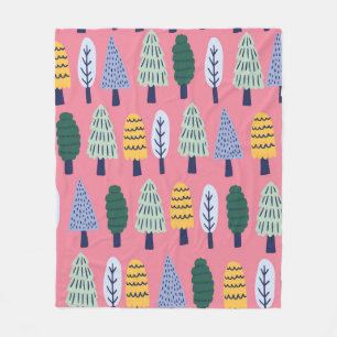 vintage cute pine trees seamless pattern fleece blanket