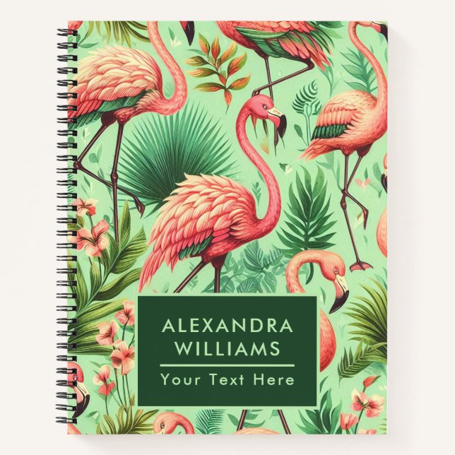 Vintage Cute Pink Flamingos Notebook (Front)