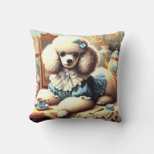 Vintage Cute Poodle Painting Cushion