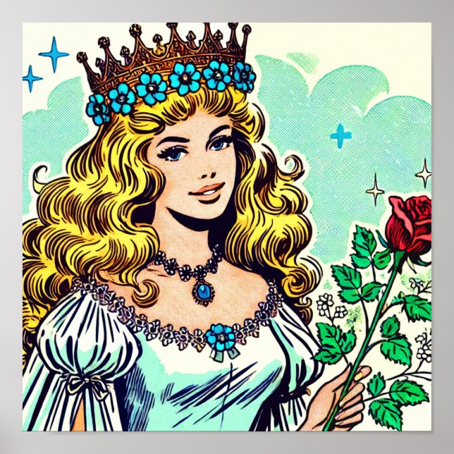 Vintage Cute Princess Comics Poster (Front)