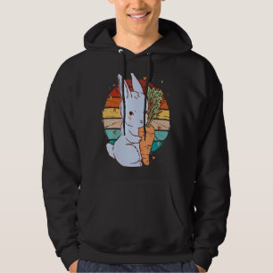 Vintage Cute Rabbit Hugging A Carrot Bunny Carrot Hoodie