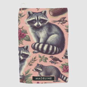 Vintage Cute Racoon Golf Towel