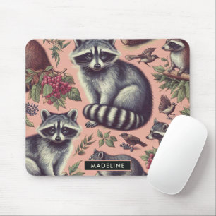Vintage Cute Racoon Mouse Pad