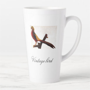 Vintage Cute Red Bright Colourful Bird and Foliage Latte Mug