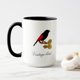Vintage Cute Red Bright Colourful Bird and Foliage Mug
