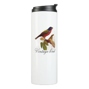 Vintage Cute Red Bright Colourful Bird and Foliage Thermal Tumbler
