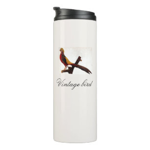 Vintage Cute Red Bright Colourful Bird and Foliage Thermal Tumbler