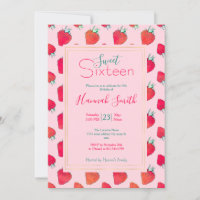 Vintage Cute Red Strawberries Girly Pink Pattern