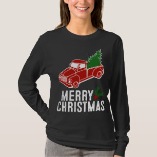 Vintage Cute Red Truck with Christmas Tree T-Shirt