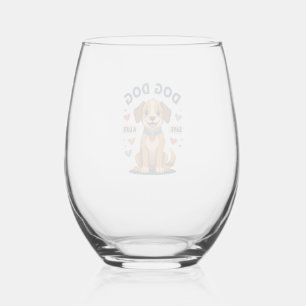 Vintage Cute Rescue Dog Save A Life Cartoon Puppy Stemless Wine Glass