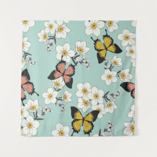 Vintage cute romantic seamless wild flowers patter tapestry