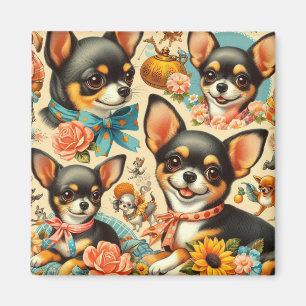 Vintage Cute Seamless Chihuahua  Magnet