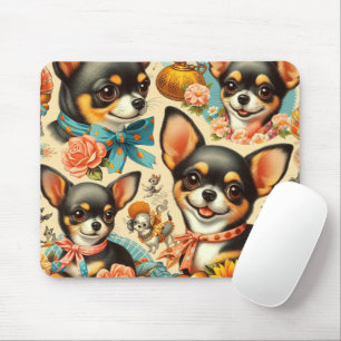Vintage Cute Seamless Chihuahua Mouse Pad