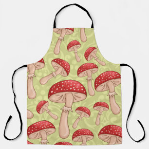 vintage cute seamless sketch amanita mushrooms bac apron