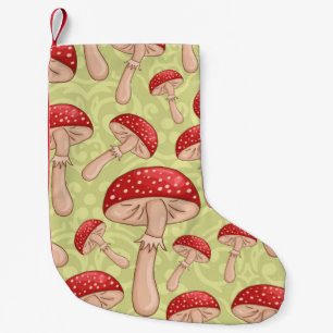 vintage cute seamless sketch amanita mushrooms bac small christmas stocking