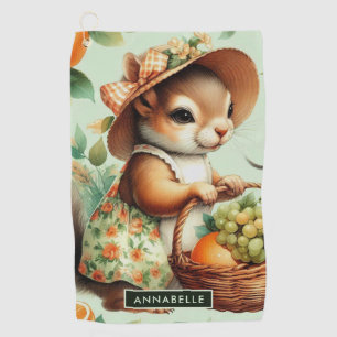 Vintage Cute Squirrel Painting Golf Towel