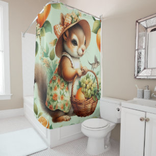 Vintage Cute Squirrel Painting Shower Curtain