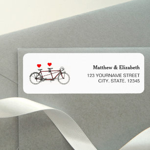 Vintage Cute Tandem Bicycle Wedding Return Address Label
