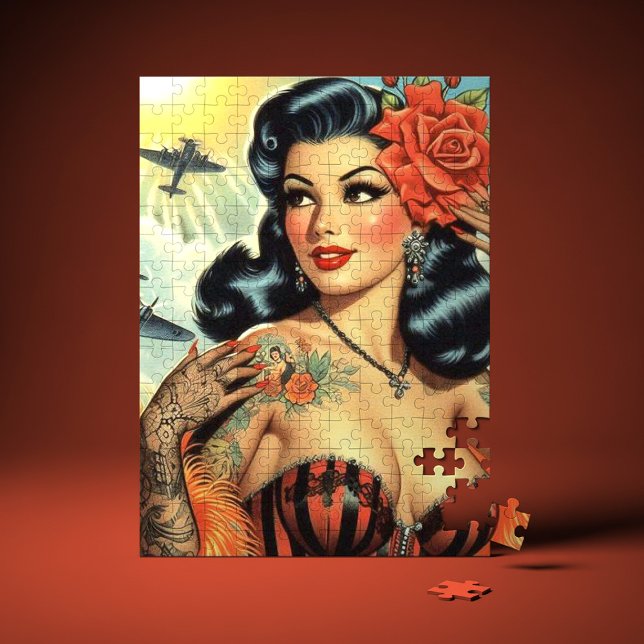 Vintage Cute Tattoo Girl Jigsaw Puzzle (Creator Uploaded)