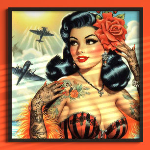 Vintage Cute Tattoo Girl Poster