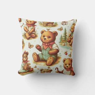 Vintage Cute Teddy Bear Pattern Cushion