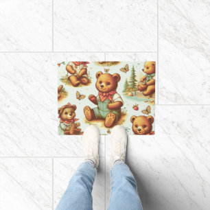 Vintage Cute Teddy Bear Pattern Doormat