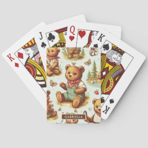 Vintage Cute Teddy Bear Pattern Playing Cards