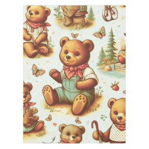 Vintage Cute Teddy Bear Pattern Tablecloth